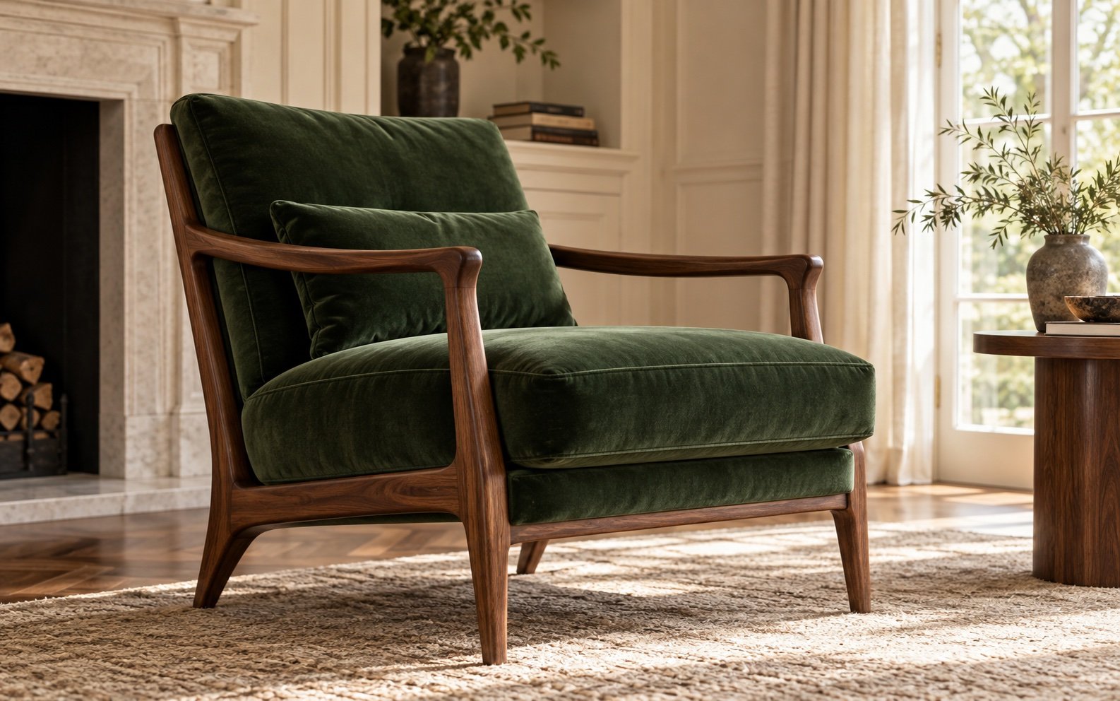 Freshly upholstered armchair