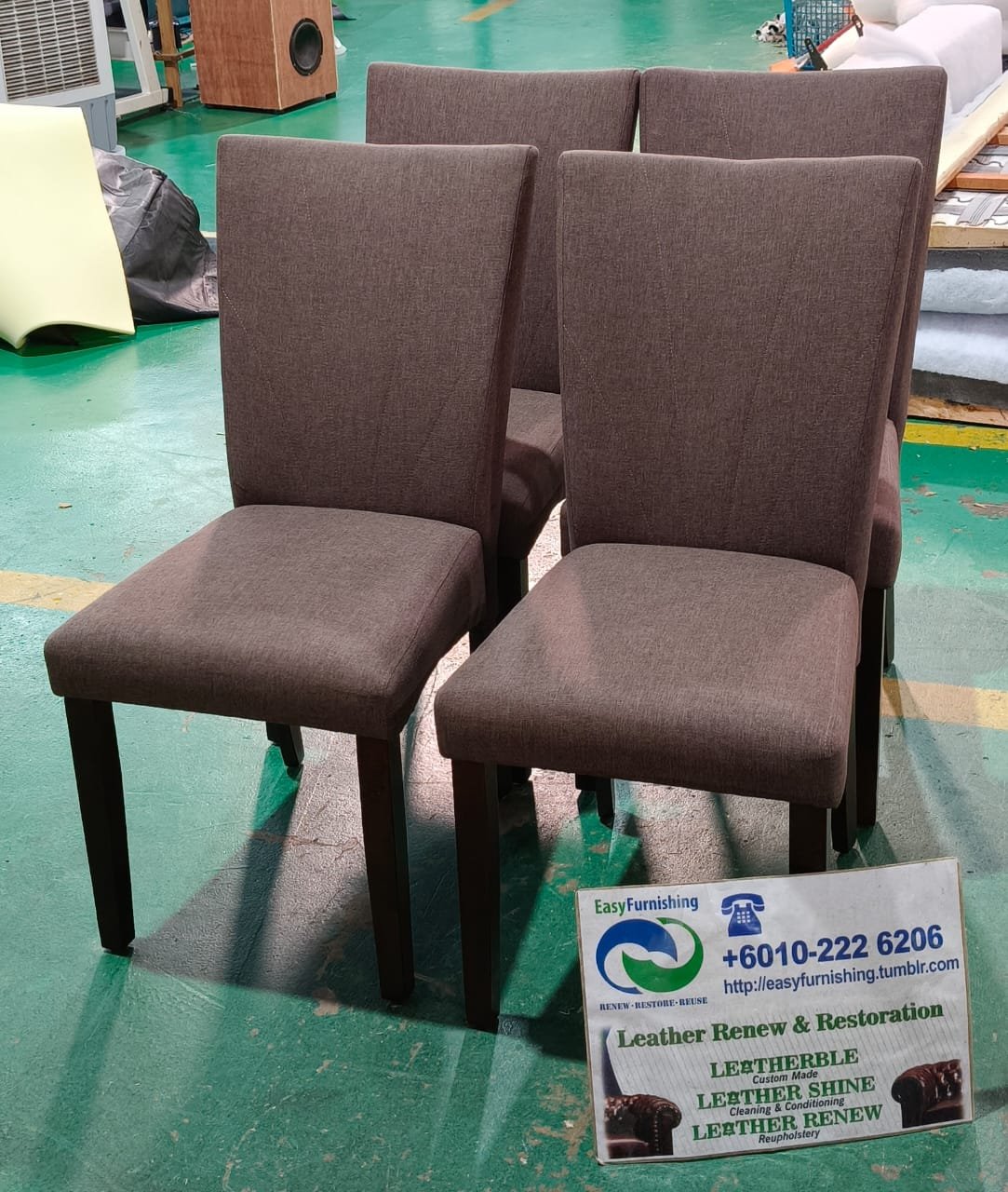 Completed dining chair upholstery project 1