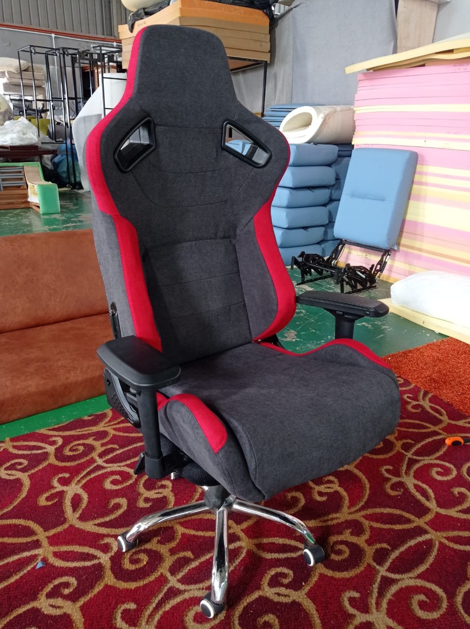 Completed gaming chair upholstery project 8