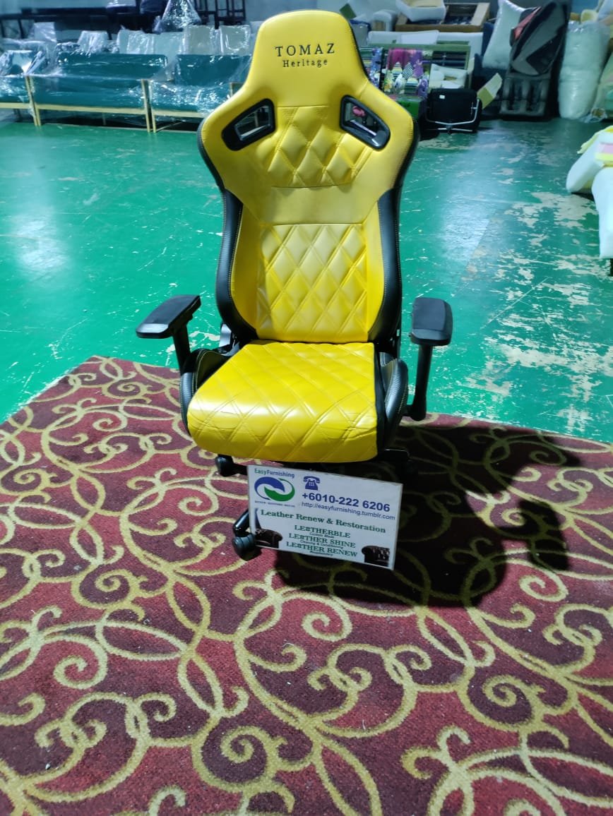 Completed gaming chair upholstery project 11