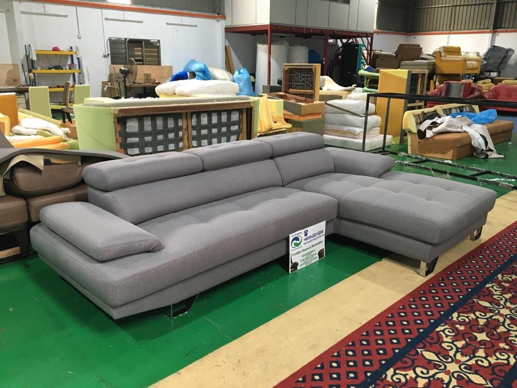 Completed L-shape sofa upholstery project 1
