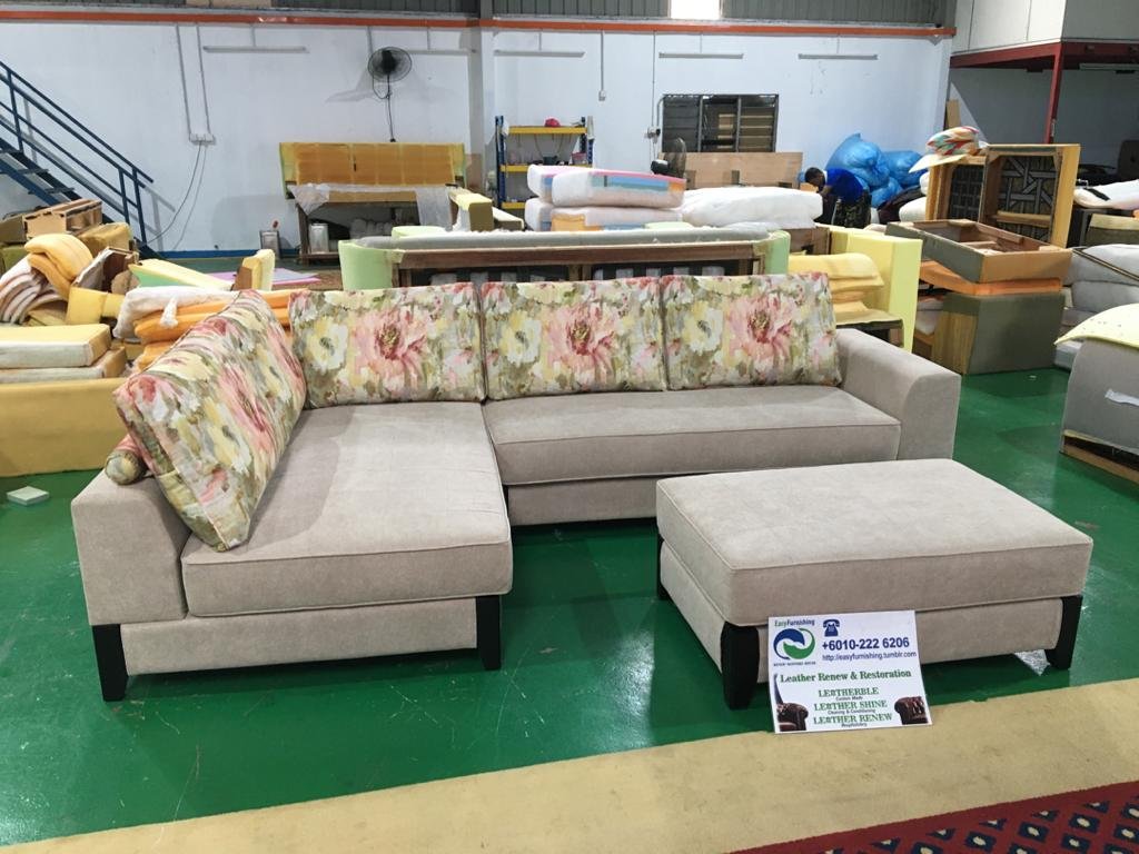 Completed L-shape sofa upholstery project 2