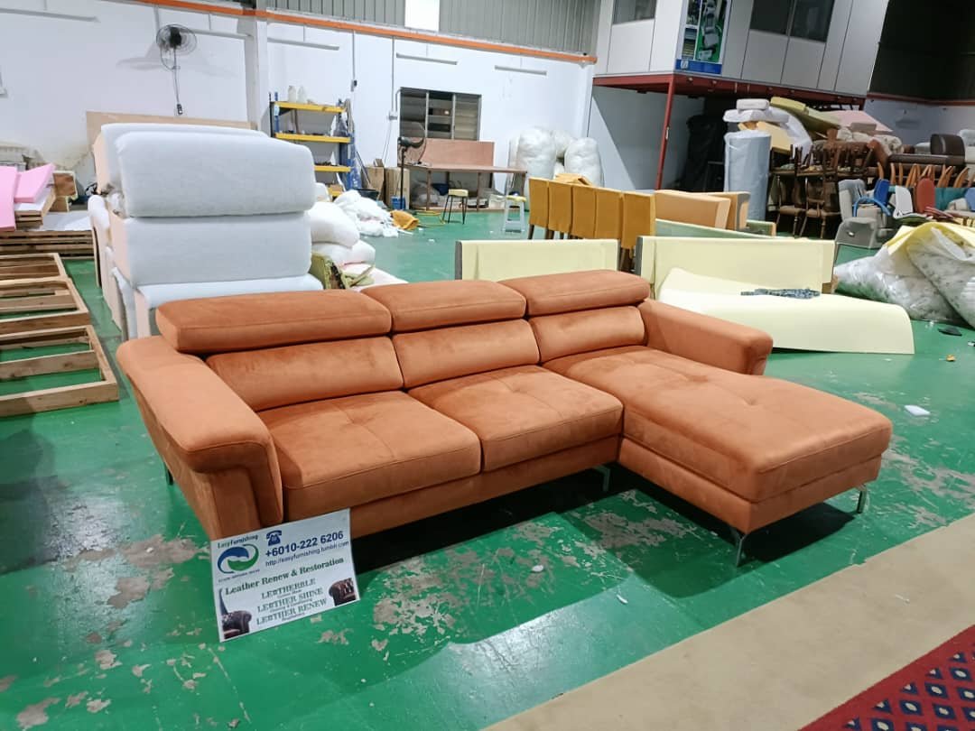 Completed L-shape sofa upholstery project 5