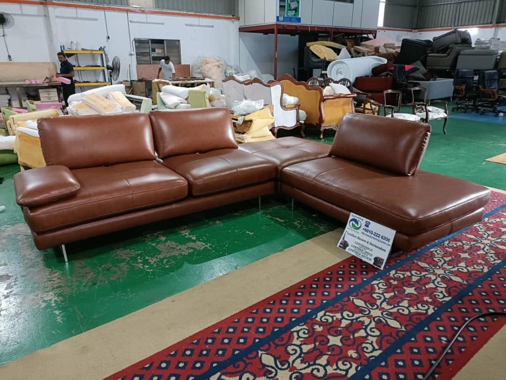Completed L-shape sofa upholstery project 6