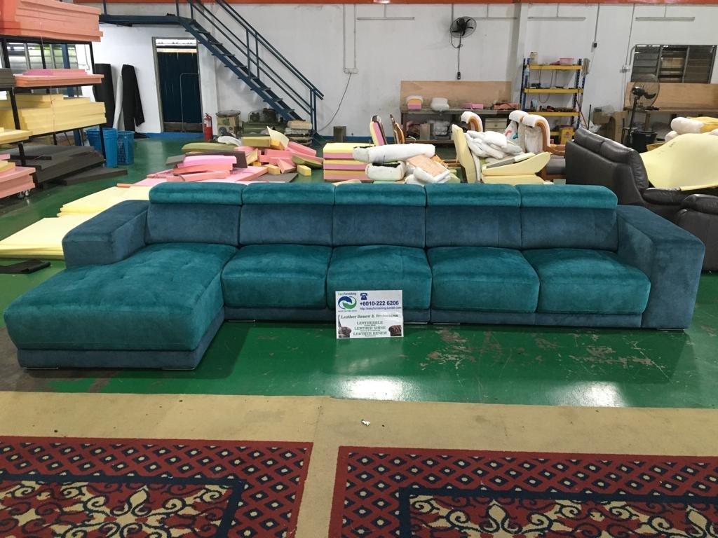 Completed L-shape sofa upholstery project 8