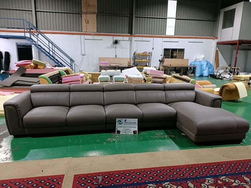 Completed L-shape sofa upholstery project 9