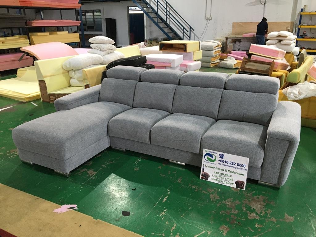 Completed L-shape sofa upholstery project 10