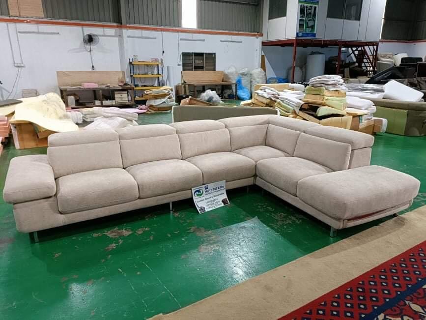 Completed L-shape sofa upholstery project 11