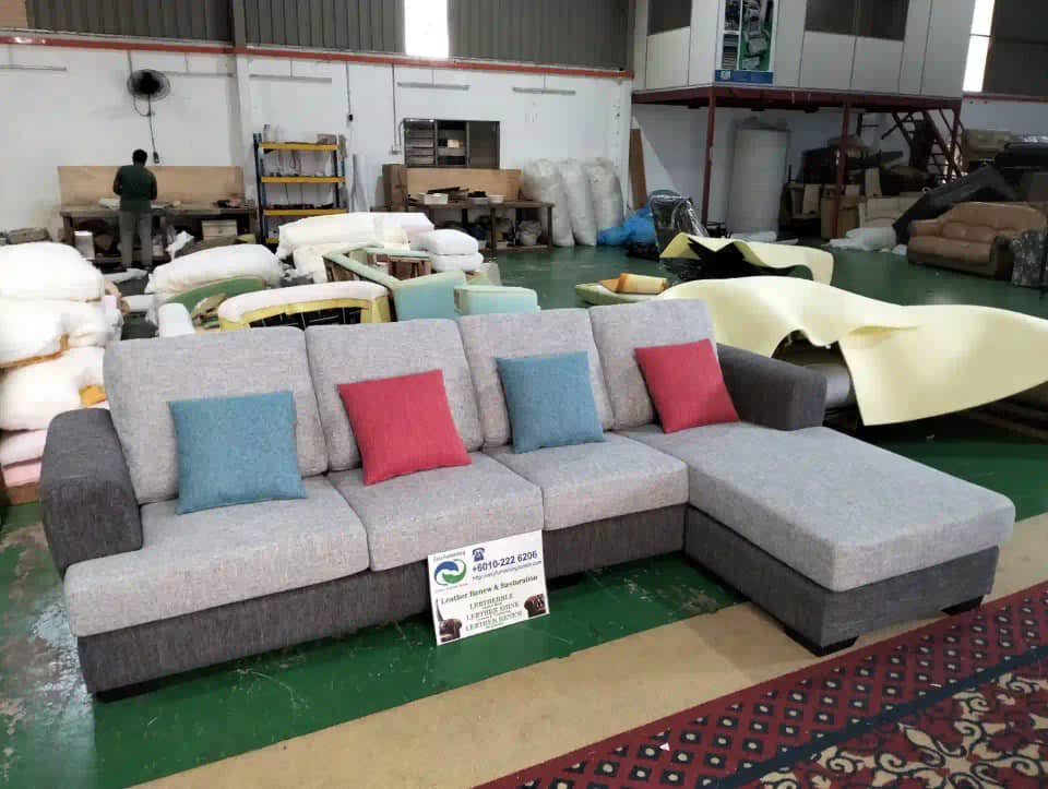 Completed L-shape sofa upholstery project 12