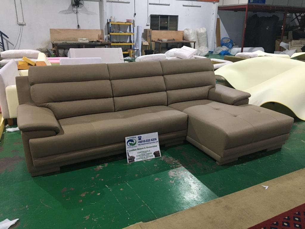 Completed L-shape sofa upholstery project 13