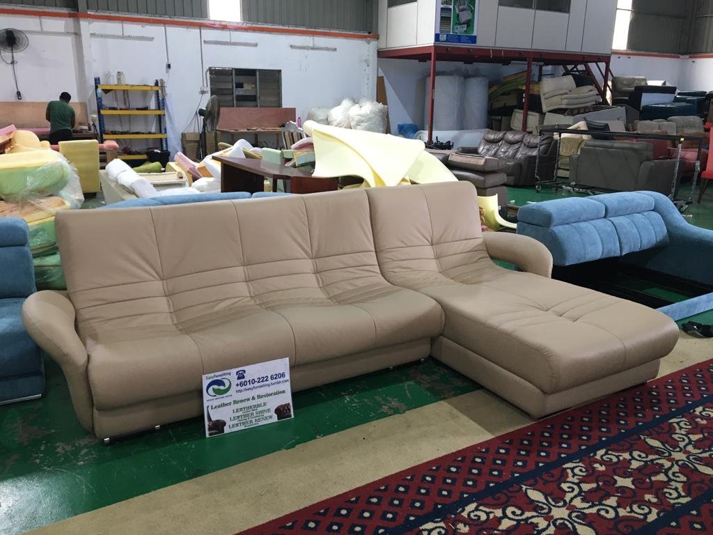Completed L-shape sofa upholstery project 15
