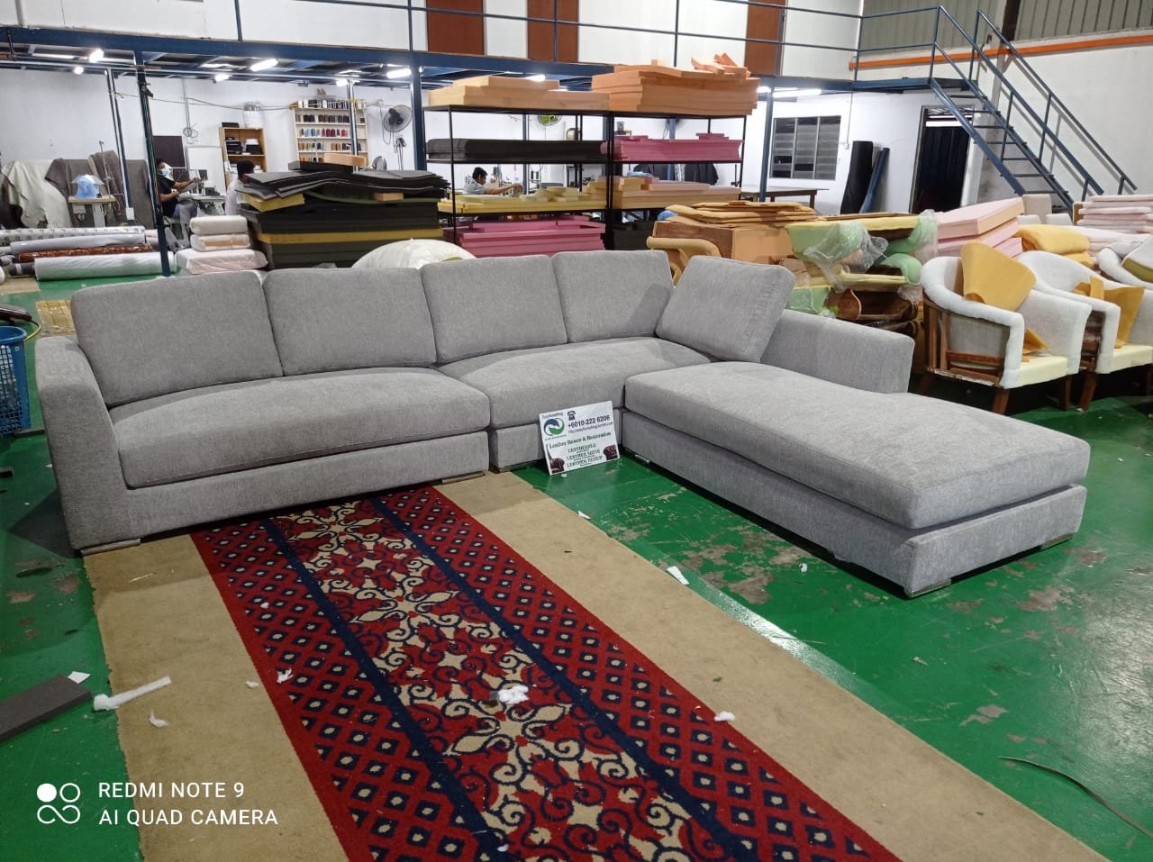 Completed L-shape sofa upholstery project 17