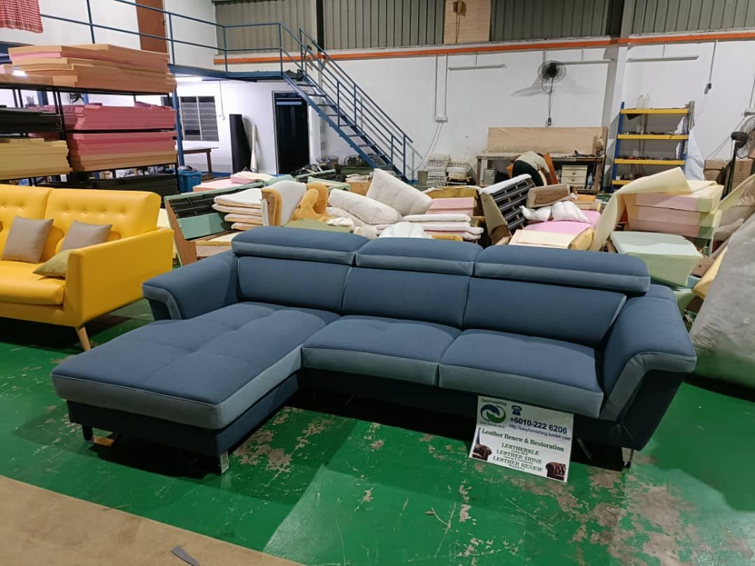 Completed L-shape sofa upholstery project 19