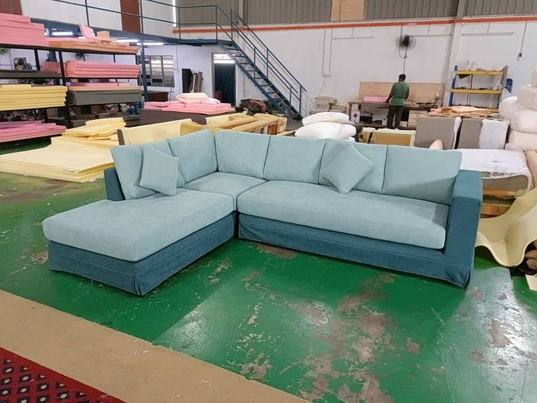 Completed L-shape sofa upholstery project 20