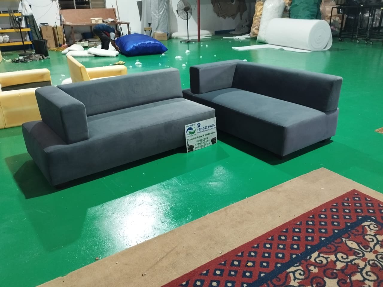 Completed L-shape sofa upholstery project 23