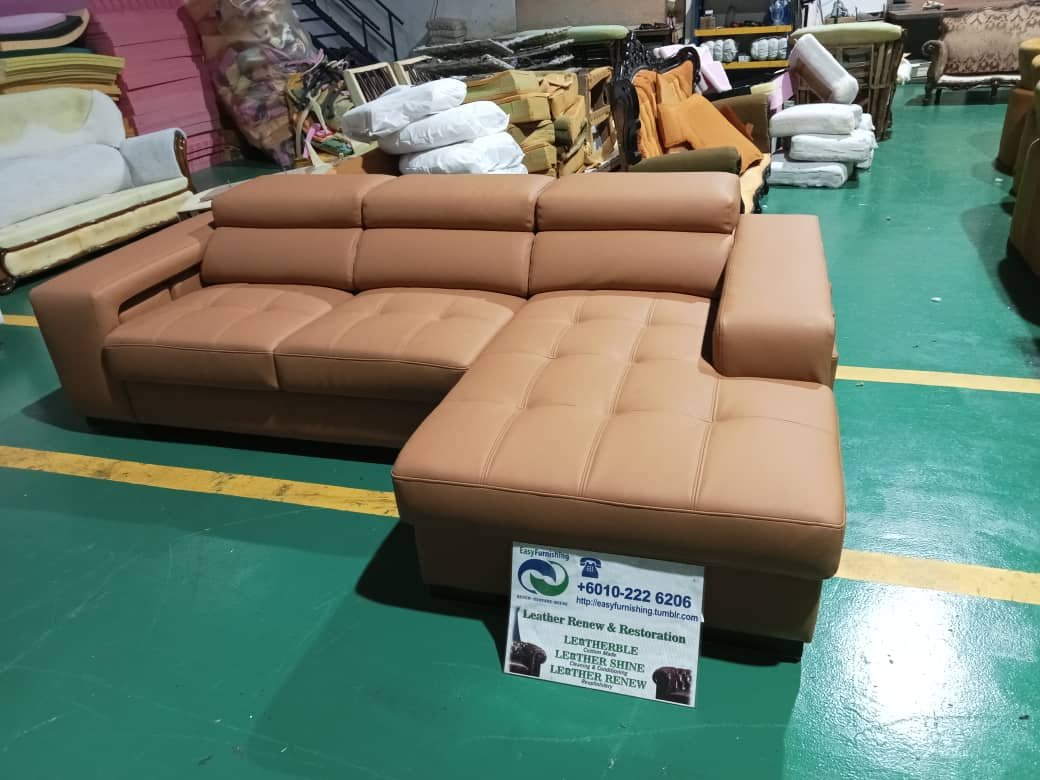 Completed L-shape sofa upholstery project 26