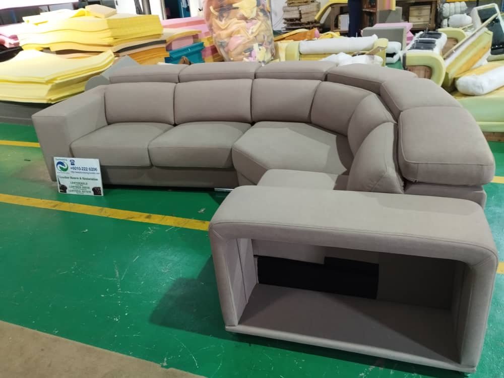 Completed L-shape sofa upholstery project 27