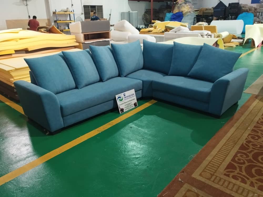 Completed L-shape sofa upholstery project 28