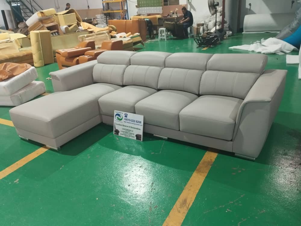 Completed L-shape sofa upholstery project 30