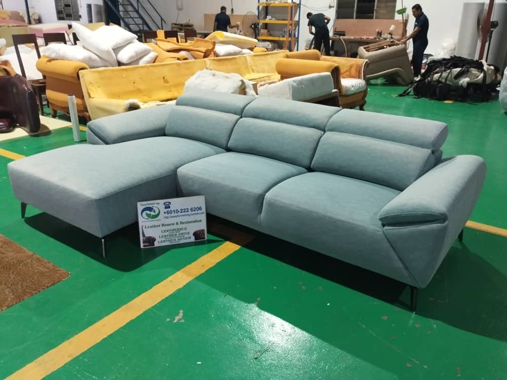 Completed L-shape sofa upholstery project 31