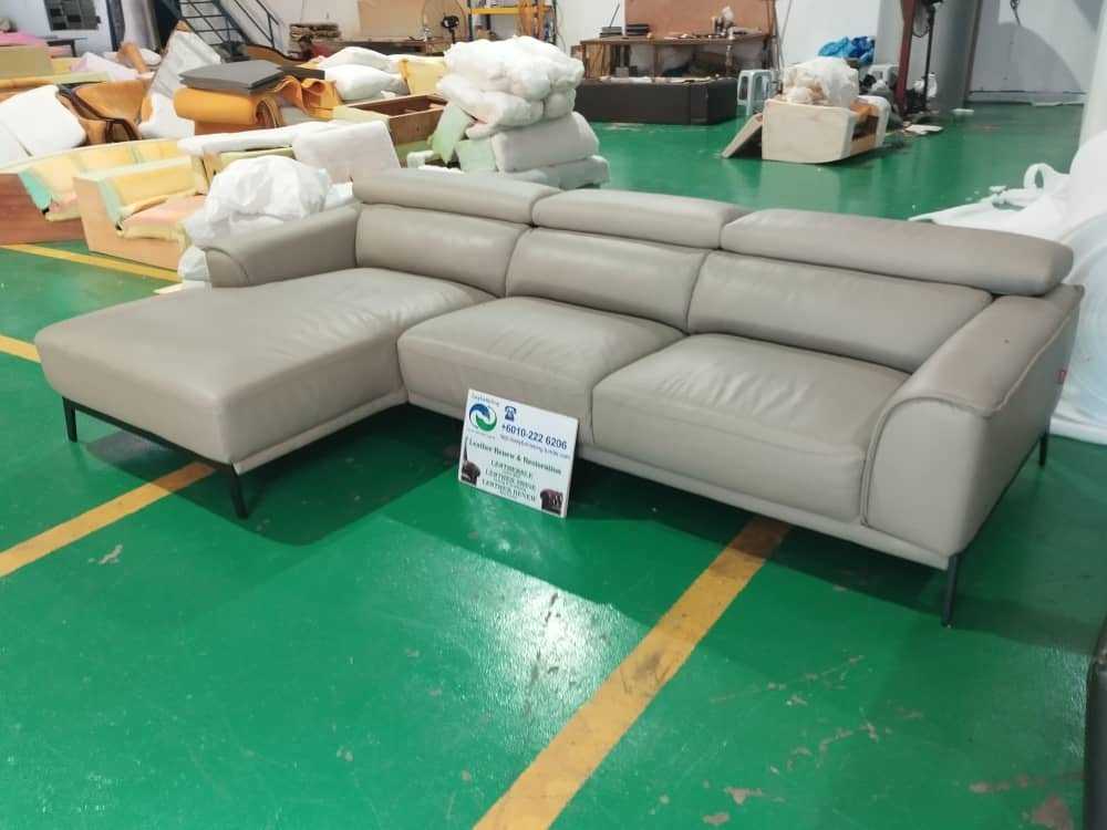 Completed L-shape sofa upholstery project 33