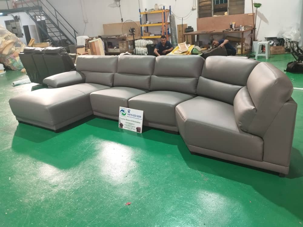 Completed L-shape sofa upholstery project 34