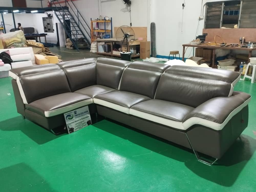 Completed L-shape sofa upholstery project 36