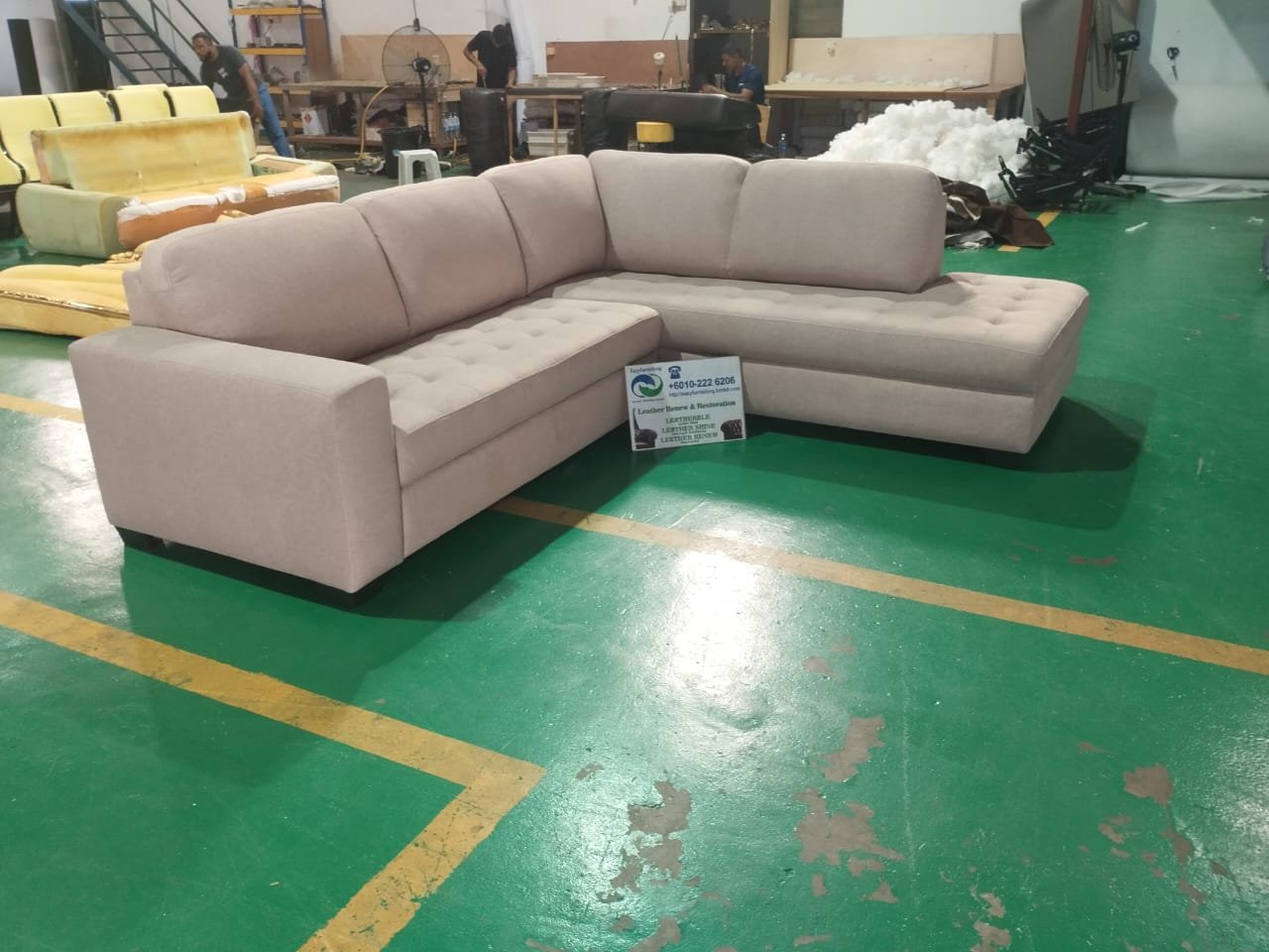 Completed L-shape sofa upholstery project 40