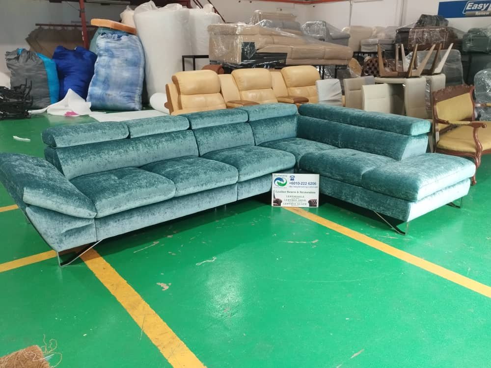 Completed L-shape sofa upholstery project 41