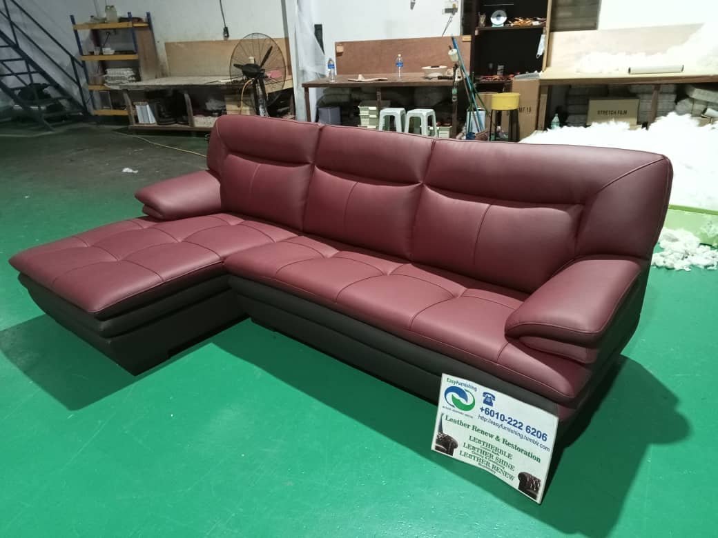 Completed L-shape sofa upholstery project 42
