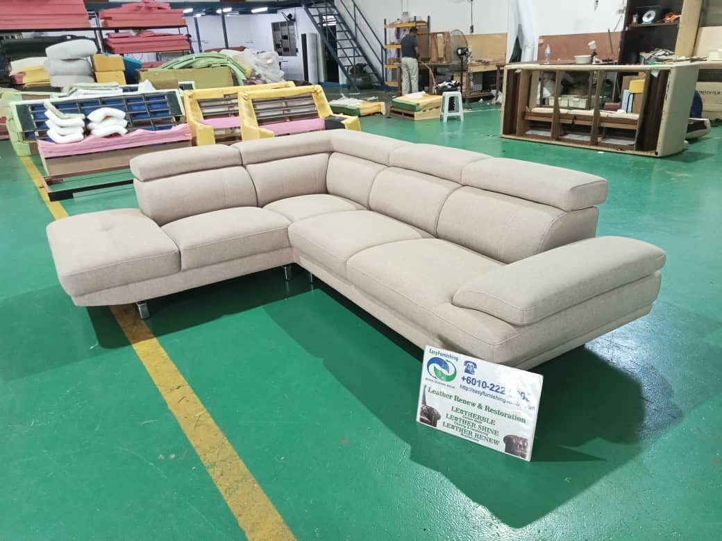 Completed L-shape sofa upholstery project 43