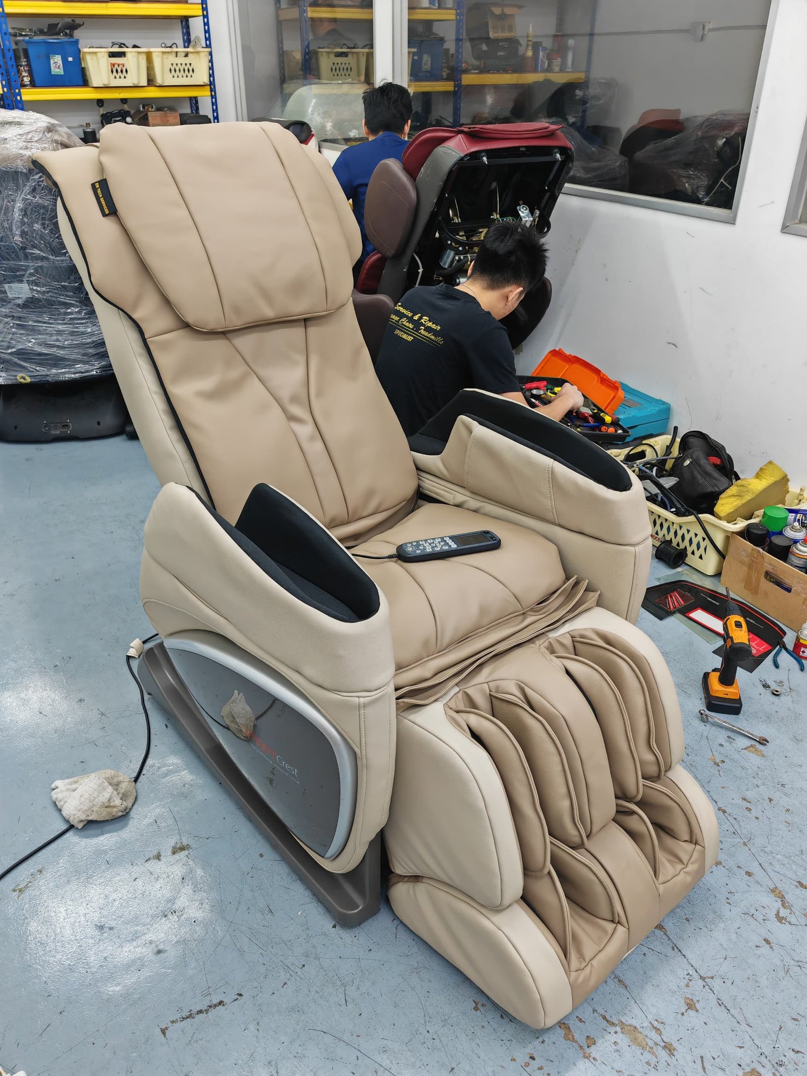 Completed massage chair upholstery project 9