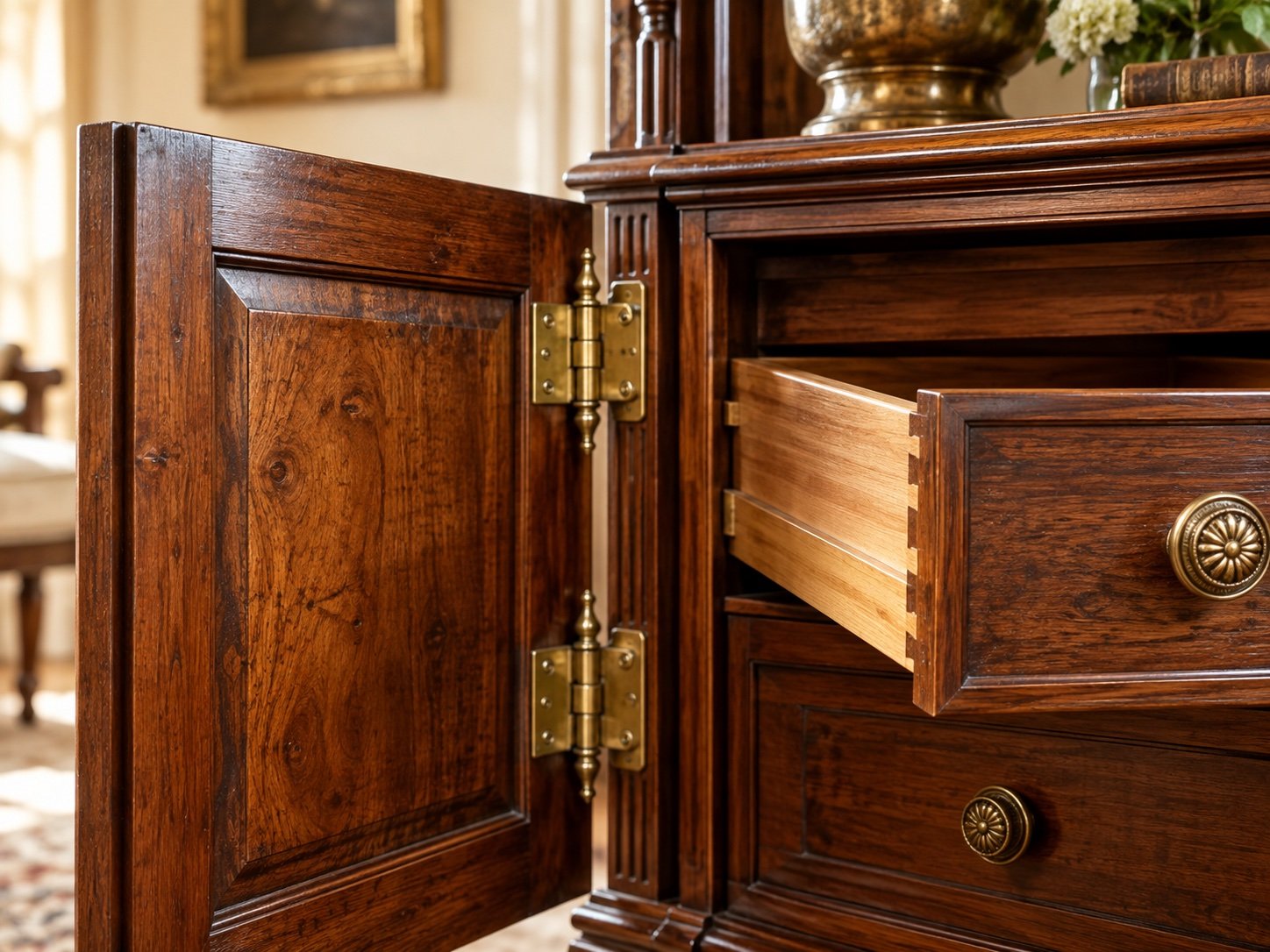 Cabinet with restored hinges (temporary image)