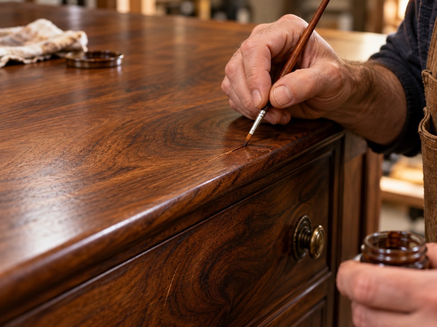 Touched-up wood finish (temporary image)